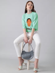 Kotty Women Graphic Printed Round Neck Cotton Oversized T-shirt