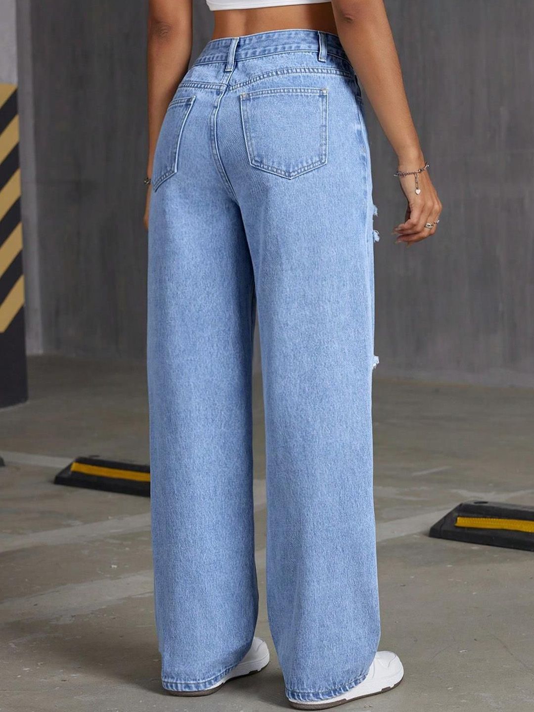 Kotty Women Straight Fit High-Rise Highly Distressed Stretchable Jeans