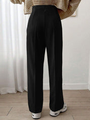 Kotty Women Relaxed Straight Leg Straight Fit High-Rise Pleated Trousers
