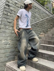 Kotty Men Wide Leg Low-Rise Light Fade Stretchable Jeans