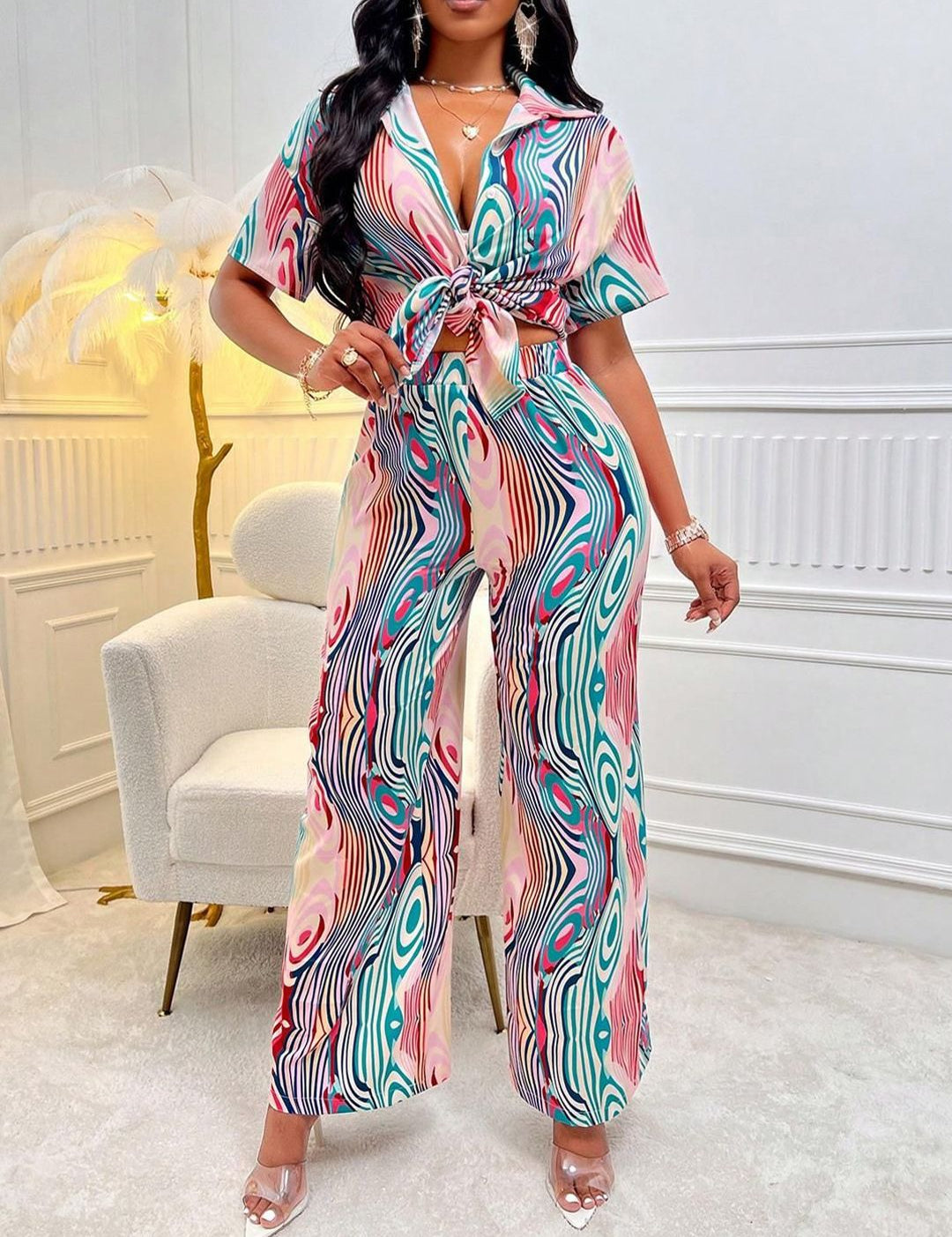 Kotty Abstract Printed Shirt With Trouser