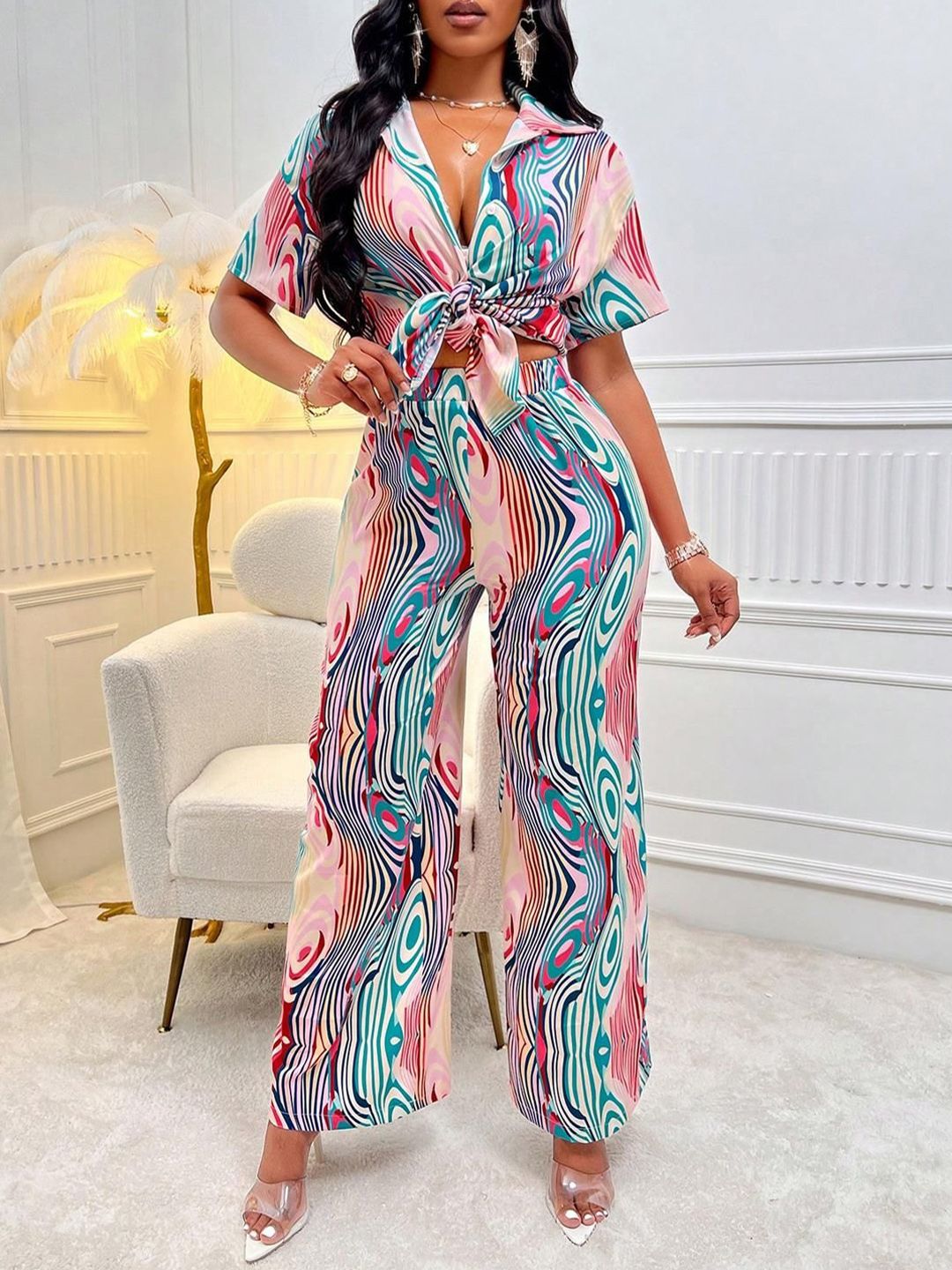 Kotty Abstract Printed Shirt With Trouser