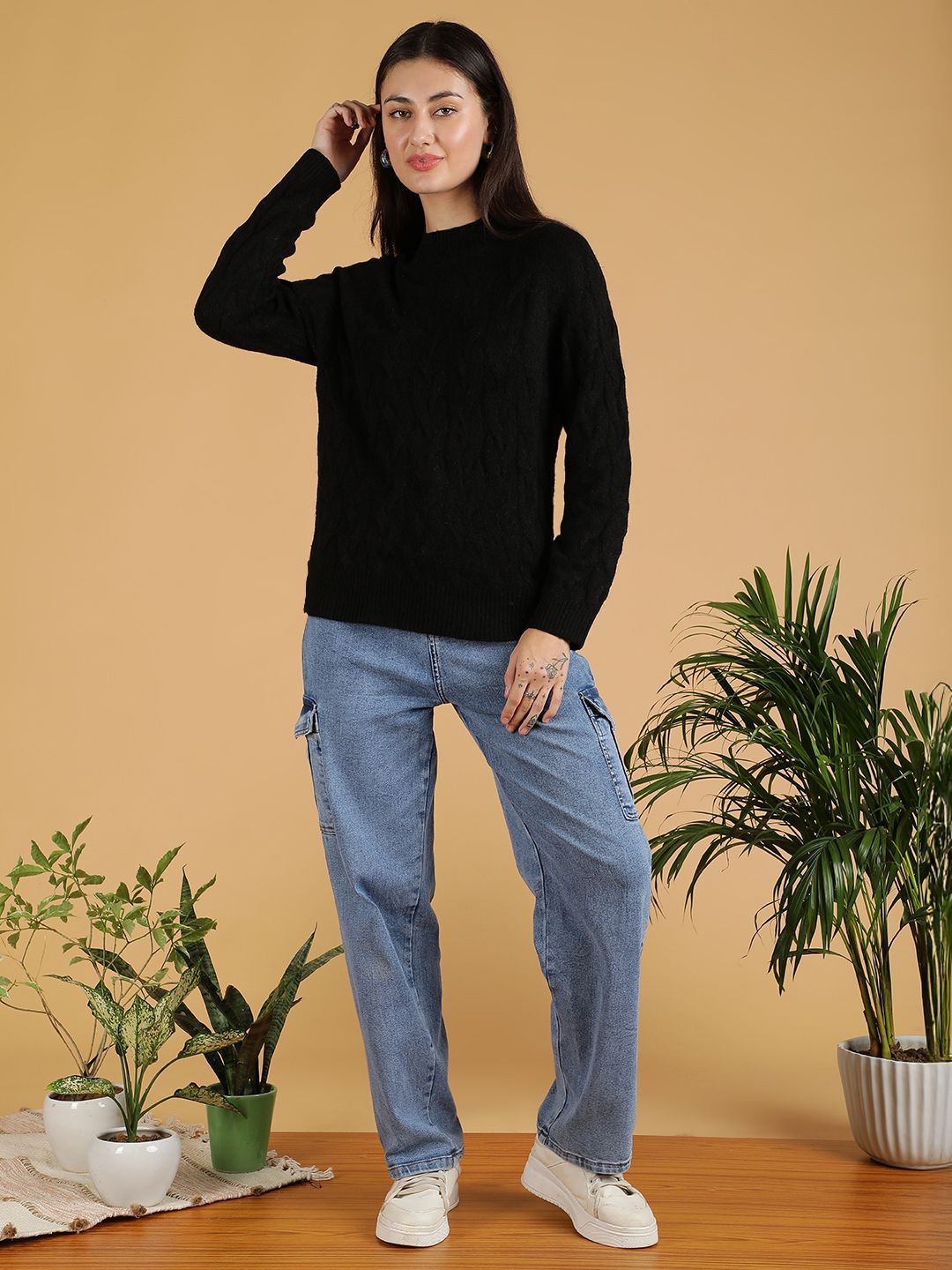 Kotty Women Turtle Neck Pullover Cotton Sweater