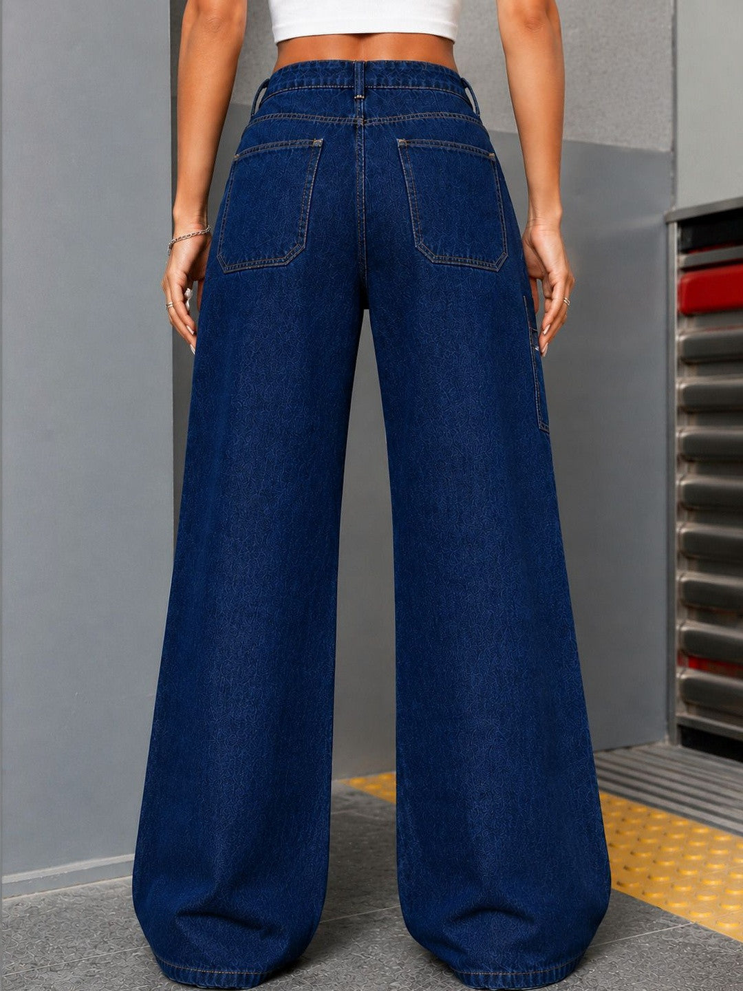Kotty Women Jean Straight Fit High-Rise Stretchable Cargo Jeans