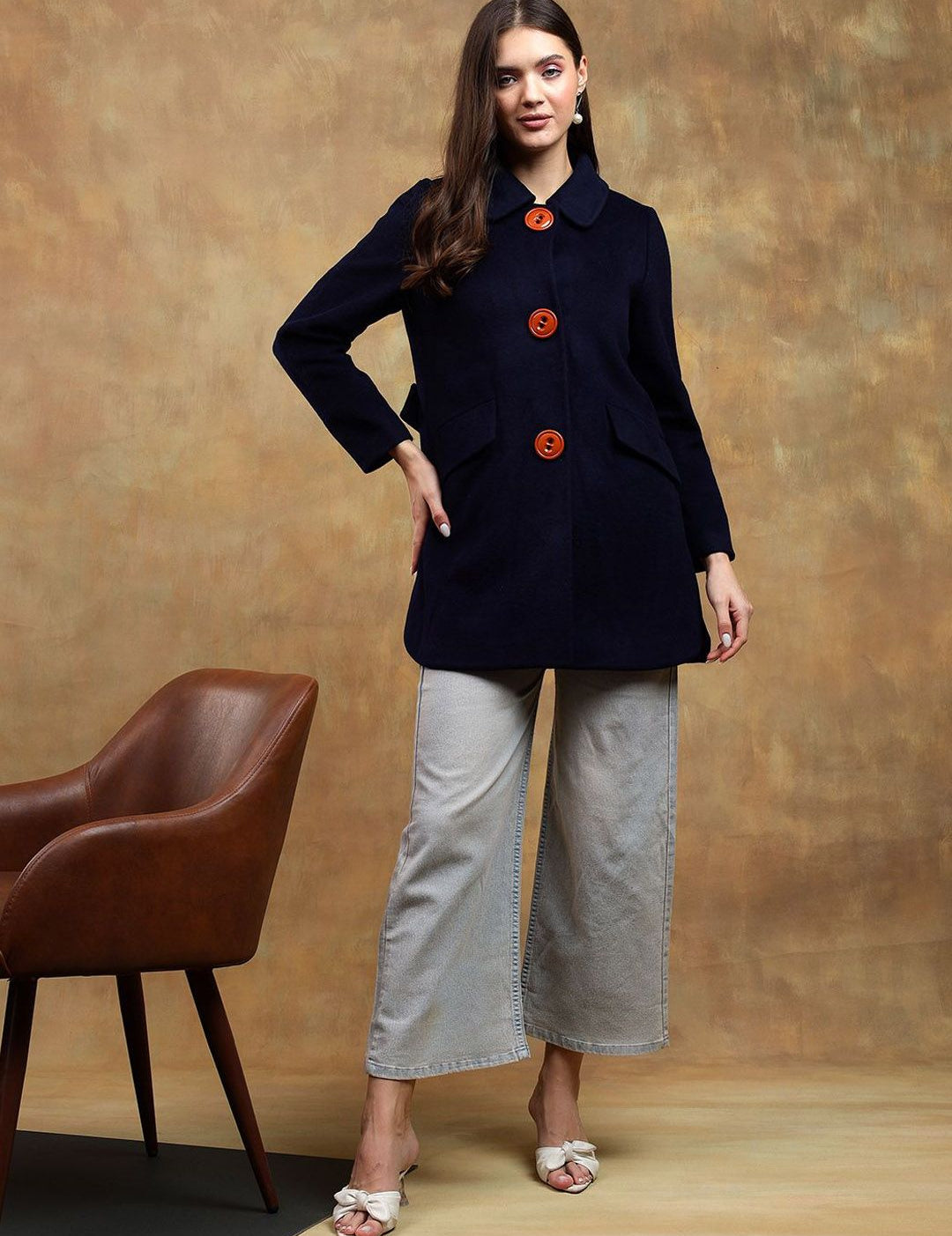 Kotty Women Spread Collar Overcoat