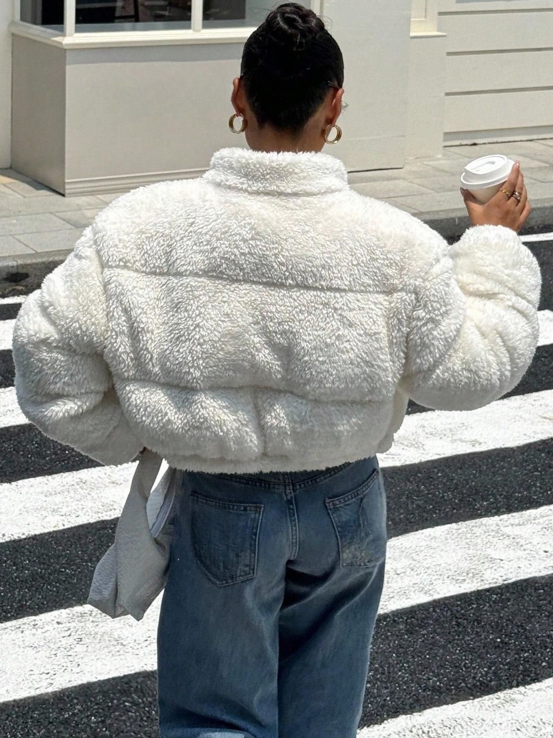 Kotty Women Woollen Crop Open Front Jacket