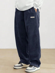 Kotty Men Relaxed Loose Fit High-Rise Corduroy Trousers