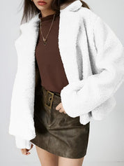 Kotty Women Lapel Collar Self Design Open Front Jacket