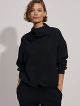 Kotty Black Shawl Neck Sweathshirt With Joggers