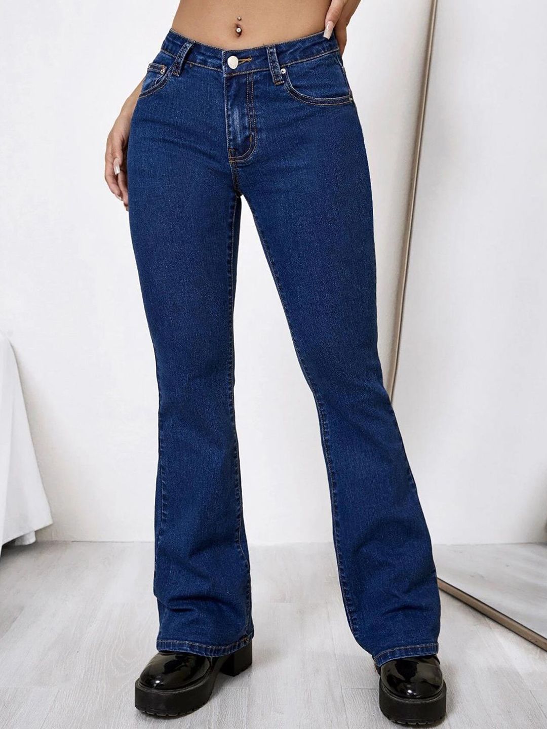 Kotty Women Bootcut High-Rise Cotton Stretchable Jeans
