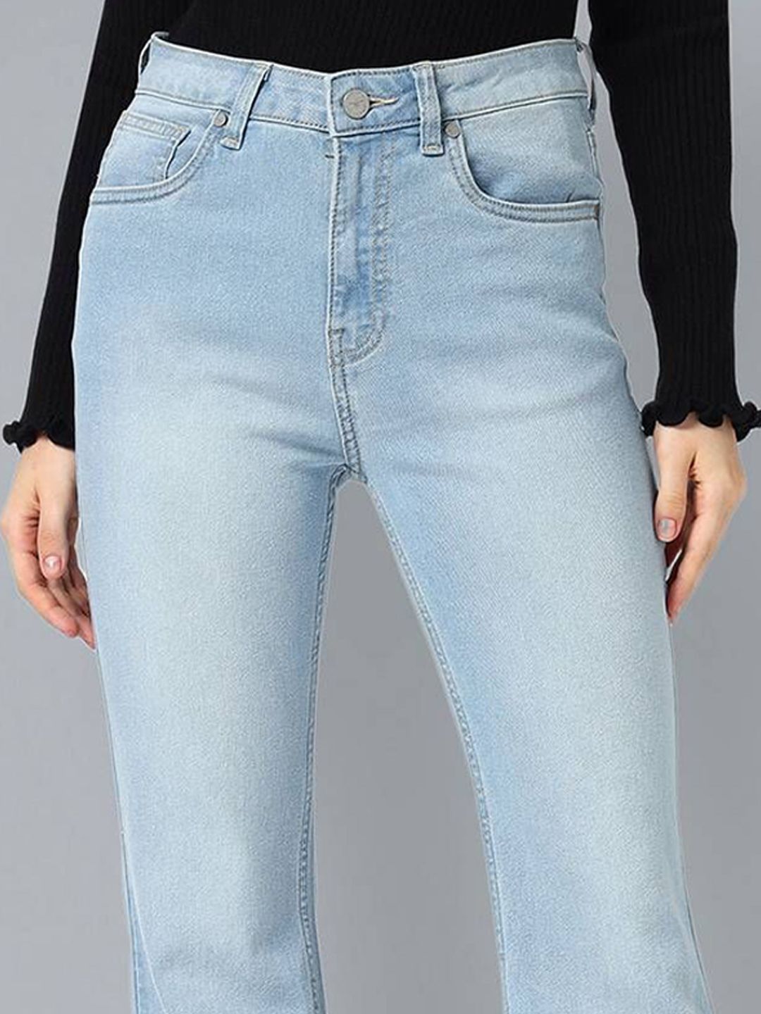 Kotty Women Flared High-Rise Stretchable Cotton Jeans