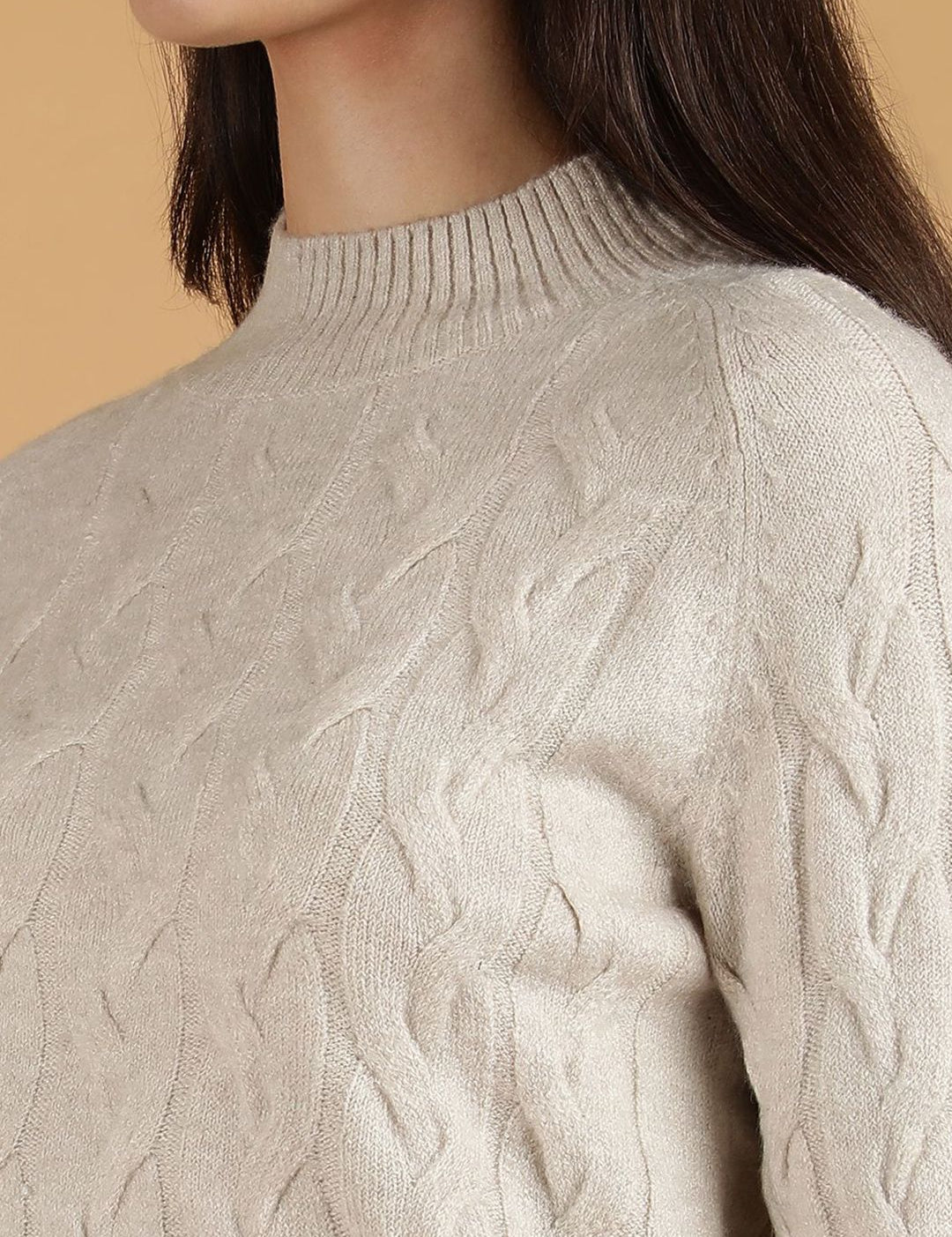 Kotty Women Turtle Neck Cable Knit Pullover Sweater