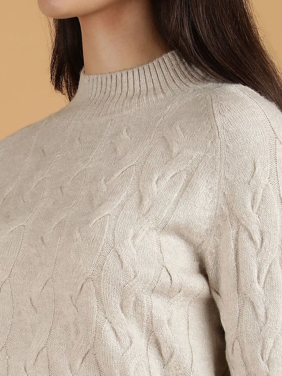 Kotty Women Turtle Neck Cable Knit Pullover Sweater