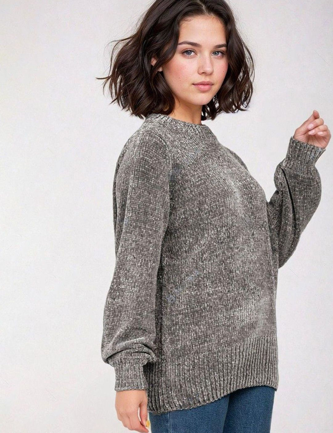 Kotty Women Self Design Long Sleeves Pullover Sweater 