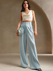 Kotty Women Relaxed Straight Leg High-Rise Pleated Wide Leg Trousers