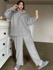 Kotty Women Solid Lapel Collar Night Suit