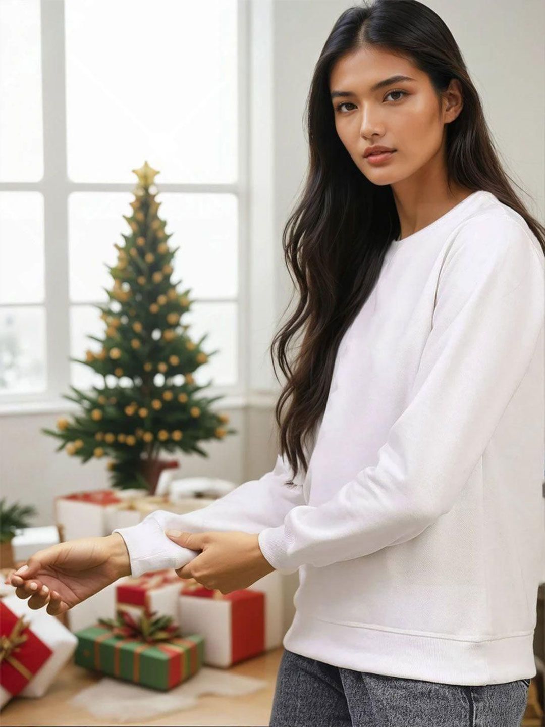 Kotty Women Solid Round Neck Full Sleeve Sweatshirt