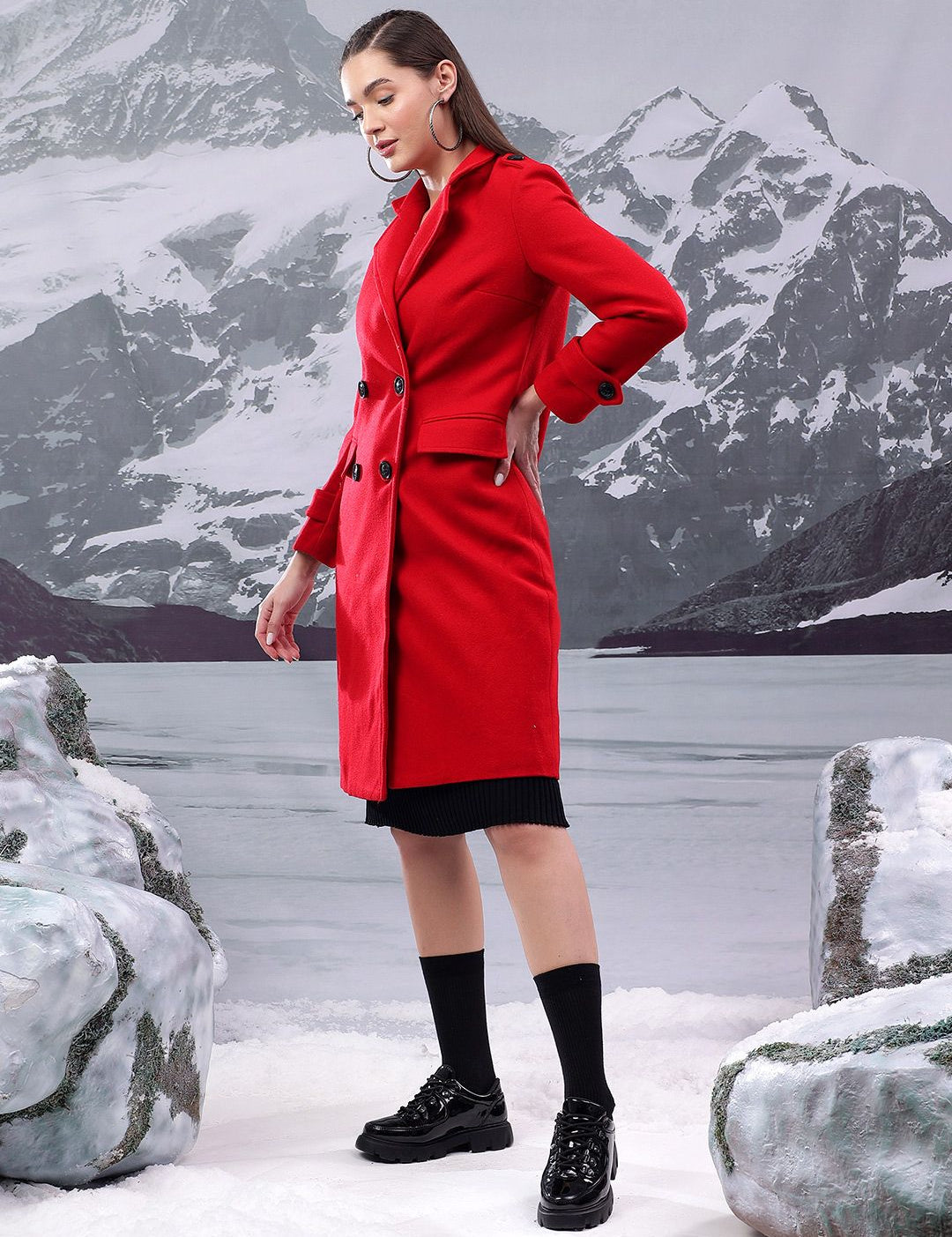 Kotty Women Notched Lapel Single-Breasted Overcoat