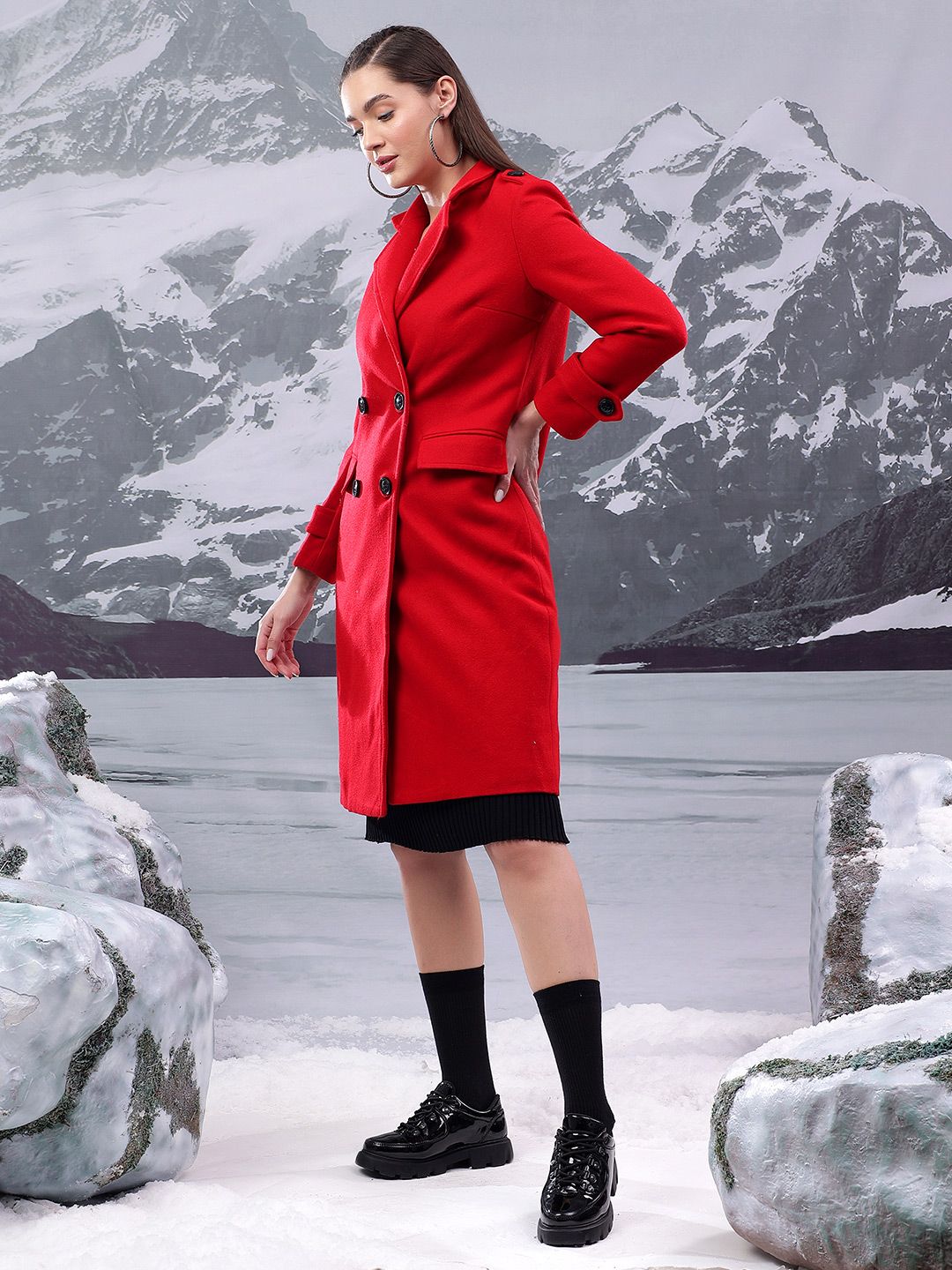 Kotty Women Notched Lapel Single-Breasted Overcoat