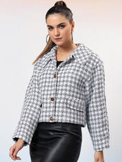 Kotty Women Checked Shawl Collar Overcoat