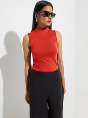 Kotty Women Solid Sleeveless High Neck Top
