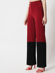 Kotty Women Colourblocked High-Rise Easy Wash Trousers