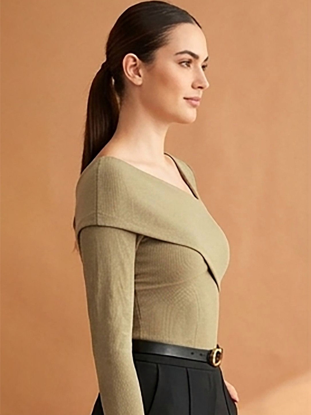 Kotty Top Sand Beige Women's Boat Long-Sleeve Fashion