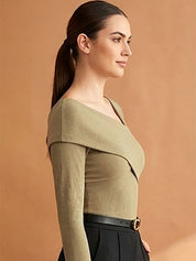 Kotty Top Sand Beige Women's Boat Long-Sleeve Fashion
