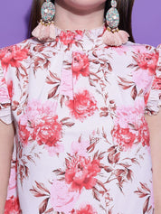 Kotty Women Floral Printed High Neck  Top