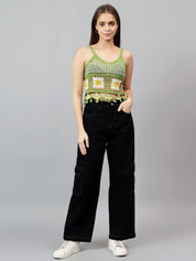 Kotty Women Self Design Scoop Neck Cotton Top