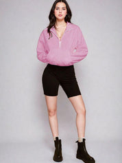 Kotty Women High Neck Full Sleeve Half Zipper Sweatshirt