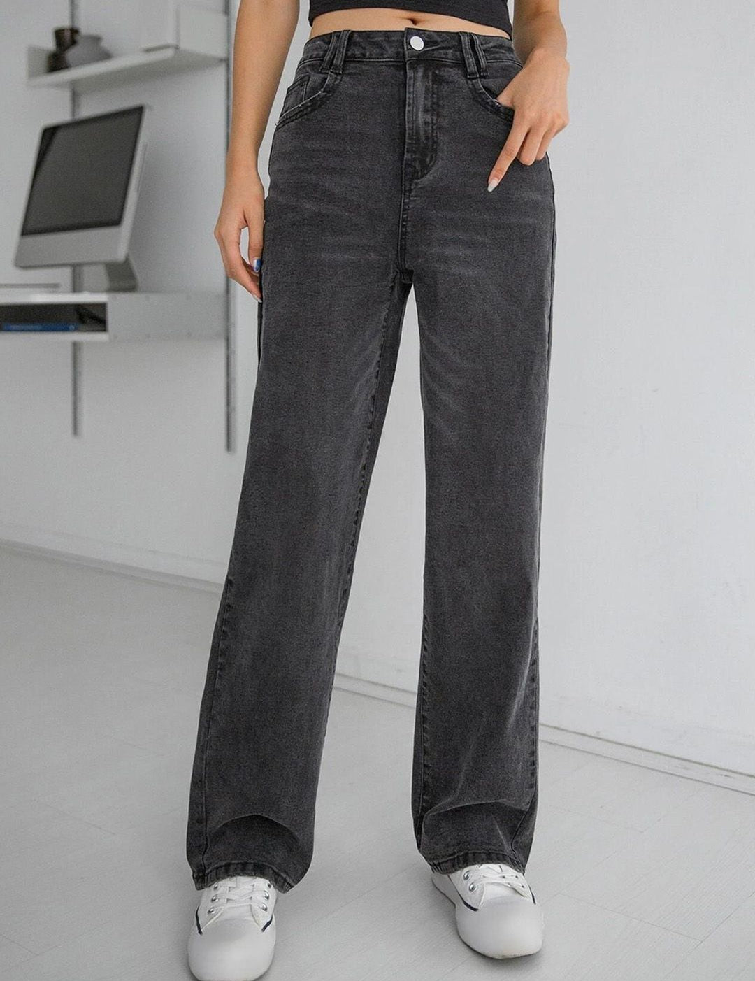 Kotty Women Straight Fit High-Rise Stretchable Cotton Jeans