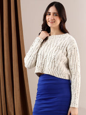 Kotty Women Cable Knit Crop Pullover