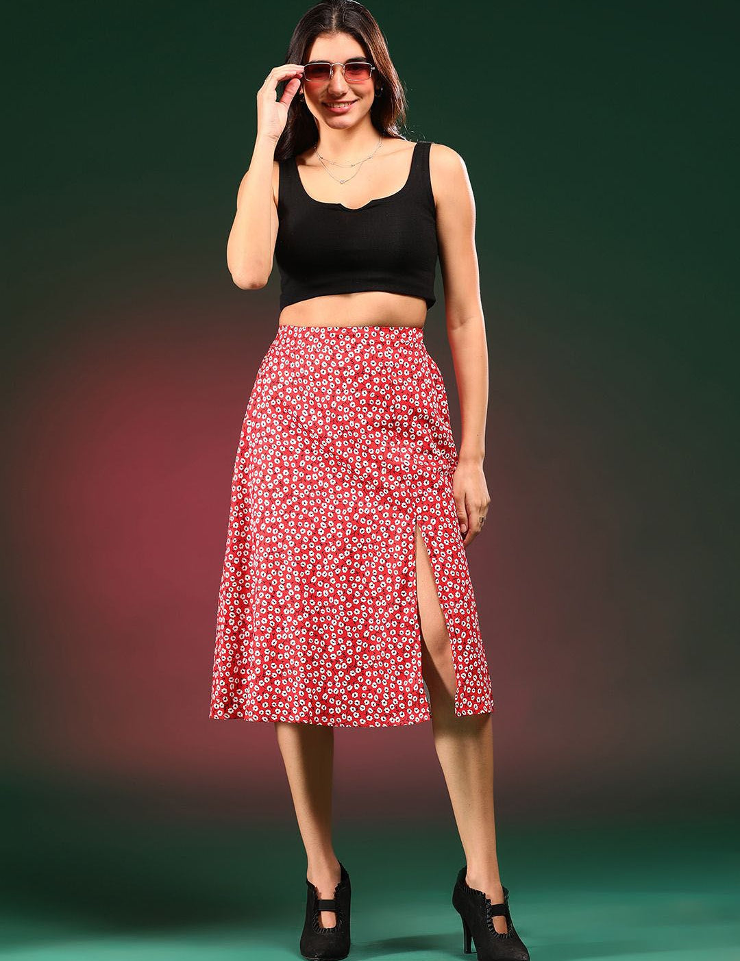  Kotty Printed A-Line Midi Skirts