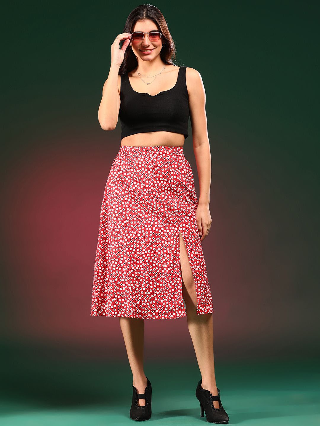  Kotty Printed A-Line Midi Skirts
