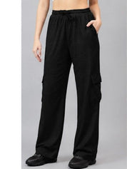 Black Regular Fit High-Rise Trousers for Women | Kotty