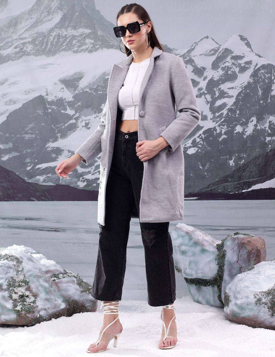 Kotty Women Notched Lapel Cotton Single-Breasted Overcoat