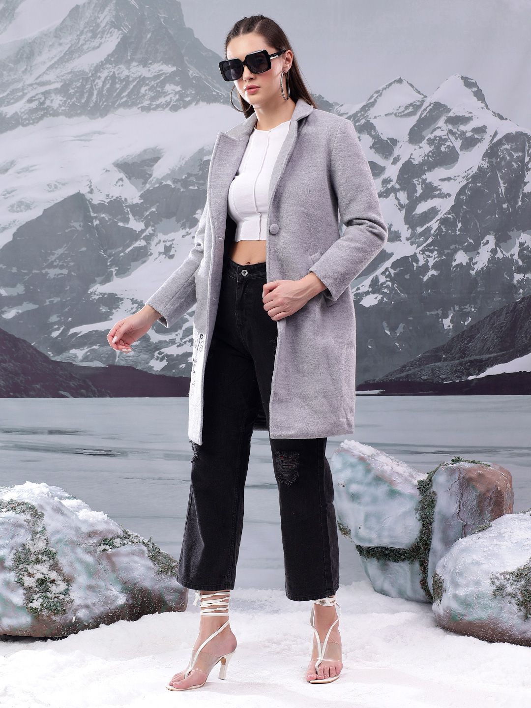 Kotty Women Notched Lapel Cotton Single-Breasted Overcoat