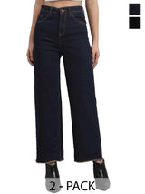 Kotty Pack Of 2 Women Flared Clean Look Stretchable Jeans