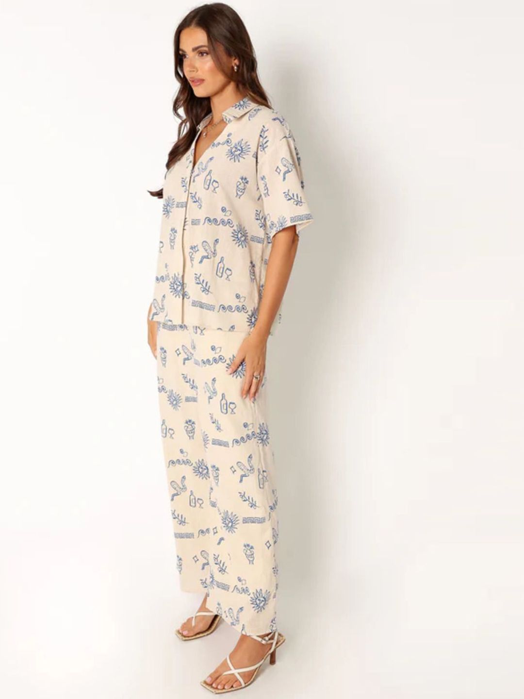 Kotty Women Shirt Collar Multi Dress Set