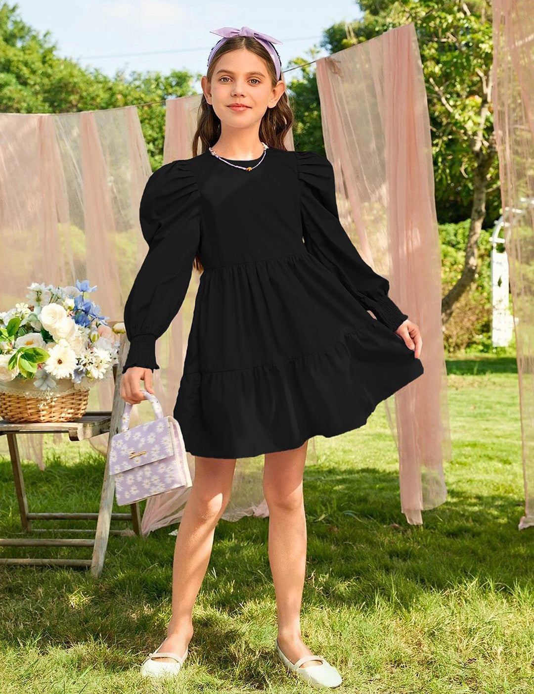 Kotty Puff Sleeve Fit & Flare Dress