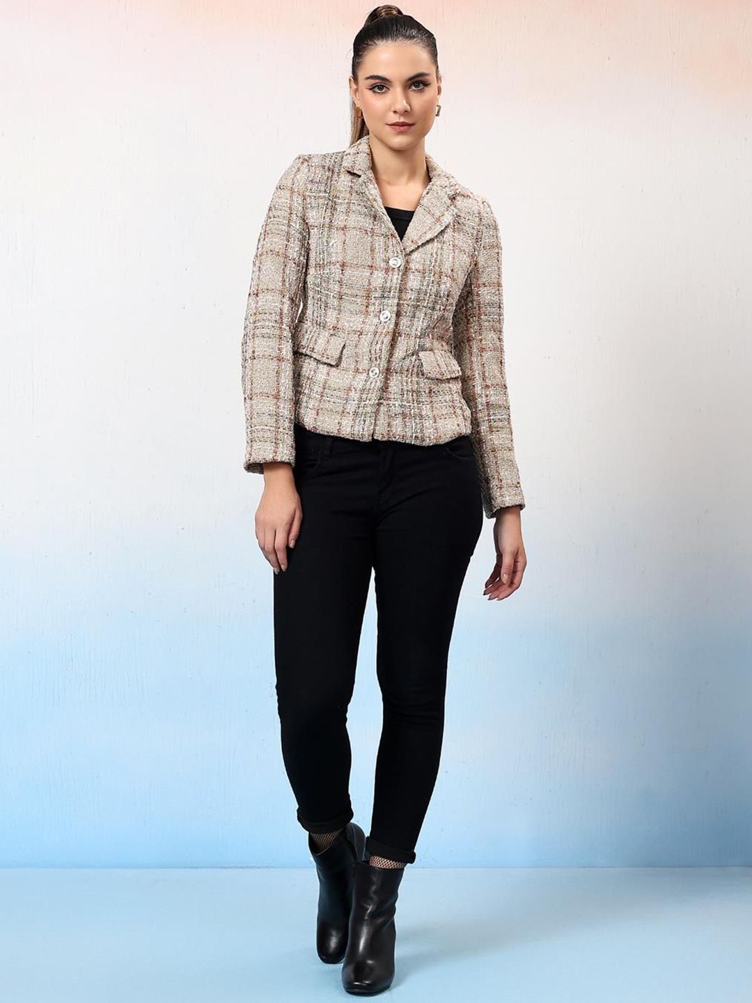 Kotty Checked Single-Breasted Overcoat