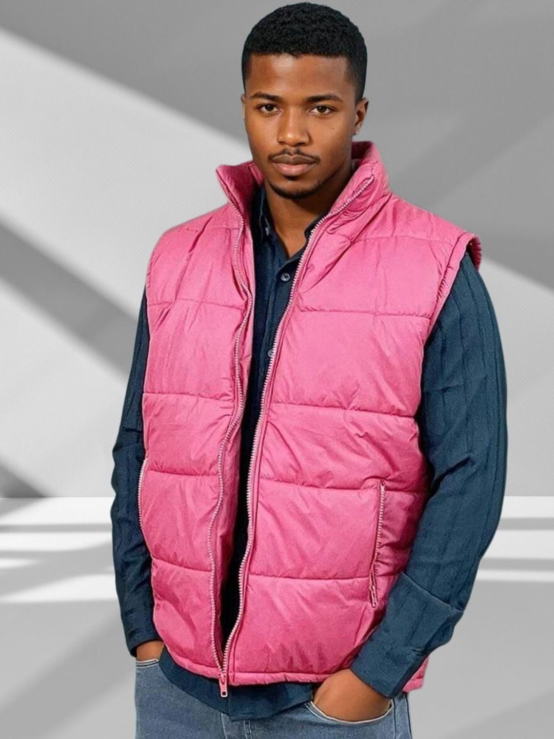 Kotty Men Mock Collar Sleeveless Puffer Jacket