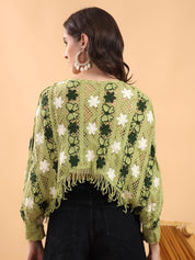 Kotty Women Crochet Floral Fringe Top