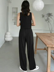 Kotty Black Square Neck Sleeveless Top With Skirt 