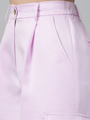 Kotty Women Relaxed Straight Leg Straight Fit High-Rise Easy Wash Cargos Trousers