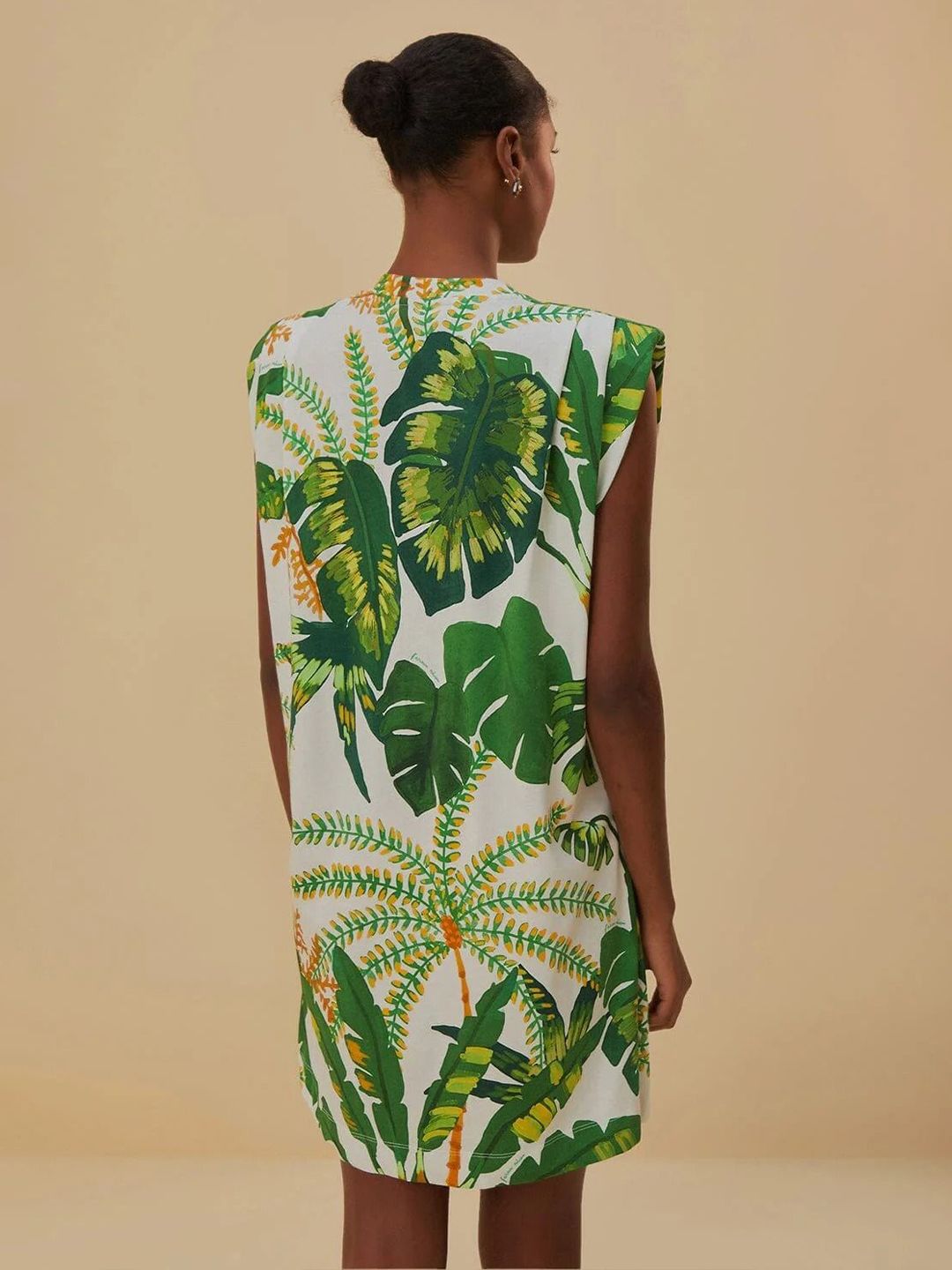 Kotty Tropical Print Crepe A-Line Mini Dress