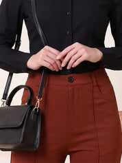 Brown Straight Fit High-Rise Trousers for Women – Chic Solid Design | Kotty
