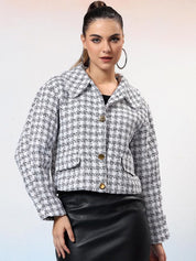 Kotty Women Checked Shawl Collar Overcoat