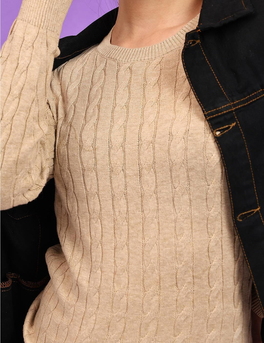 Kotty Women Cable Knit Pullover Sweater